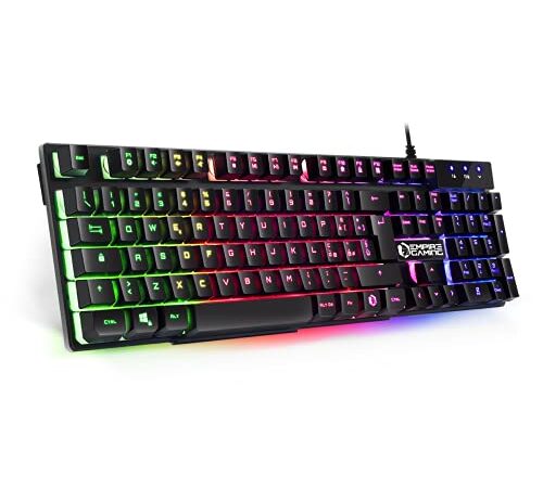 EMPIRE GAMING - Tastiera Gaming K300 QWERTY Italiana -105 Tasti Semimeccanica -Retroilluminazione LED RGB -19 Keys Anti-ghosting -12 Scorciatoie multimediali - USB con Filo