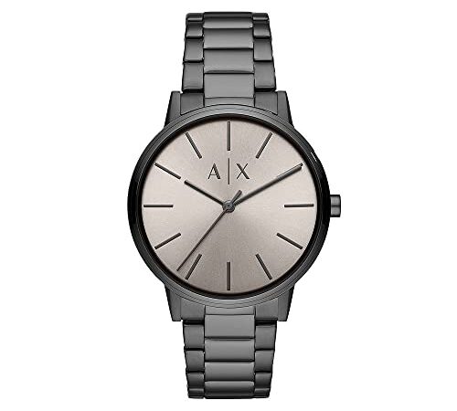 Armani Exchange Orologio da Uomo a Tre Lancette in Acciaio Inossidabile, Misura Cassa 44 mm, Grigio (Grey)