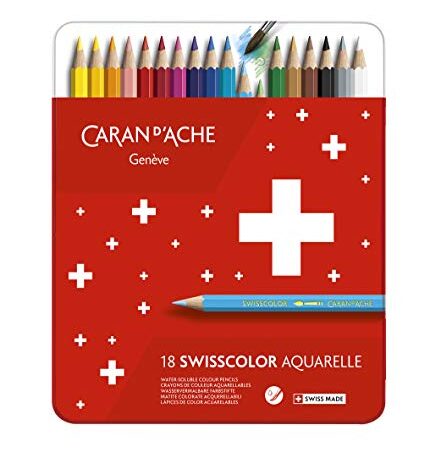 Caran d-Ache Swisscolor Aquarel 18 's – Pennino di:, Multicolore, Rosso)