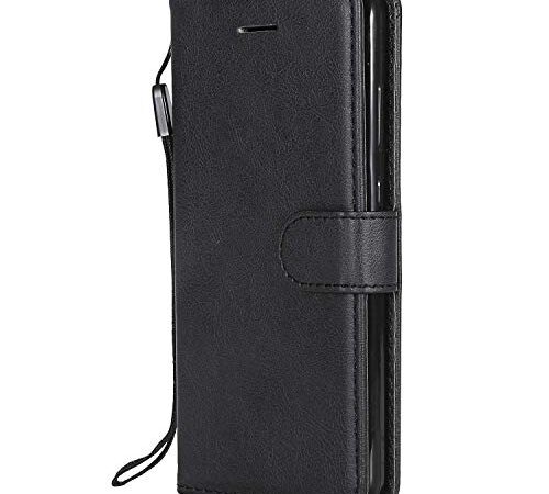 DENDICO Cover Huawei P10 Lite, Premium Portafoglio PU Custodia in Pelle, Flip Libro TPU Bumper Caso per Huawei P10 Lite - Nero