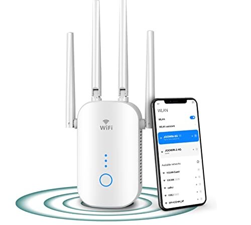 Fonowt 1200 Mbit/s Ripetitore Segnale WiFi Casa, Amplificatore WiFi Potente con Porta Ethernet, WiFi Range Extender Supporta 4 in 1 Modalità, WPS