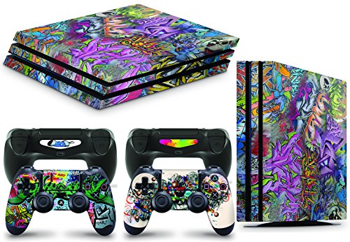 giZmoZ n gadgetZ GNG Adesivi in Vinile per PS4 PRO con Il Logo di Graffiti 3 per Console E per 2X Controllers