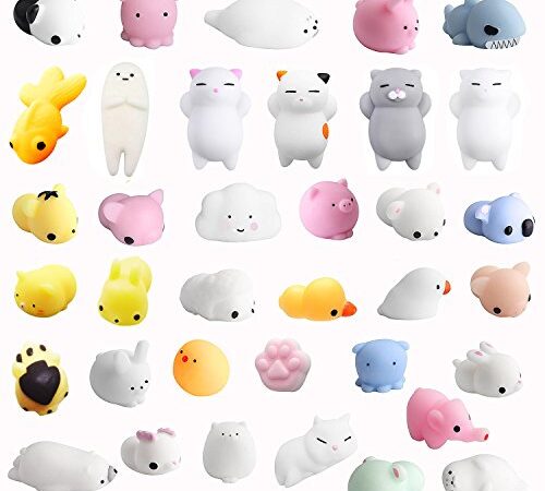 MonQi 36Pcs Squishy Kawaii Antistress Squishy Slow Rising Squishy Giocattolo Animali 3D Silicone Morbidosi Piccoli Toy