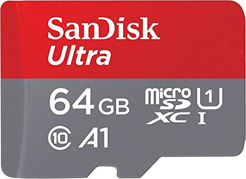 Sandisk Ultra Scheda Di Memoria Microsdxc Con Adattatore Sd, Fino A 120 Mb/S, Rosso Grigio, ‎64 GB