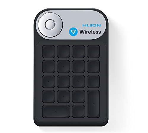 Tastiera Huion Mini KeyDial KD100 Connessioni Senza Fili e Cablate Supportate Tastiera con Controller Quadrante e 18 Tasti Programmabili, Batteria a Lunga Durata Tastiera Supporto Tavola Grafica