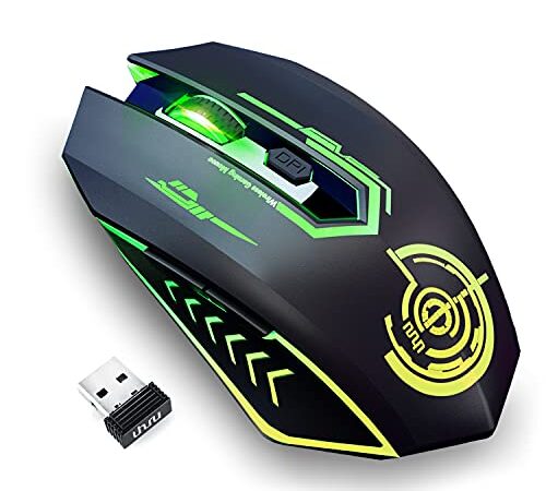 UHURU Mouse Gaming Wireless, Mouse da Gaming Wireless con 10000 DPI, 6 Pulsanti Programmabili, 7 Luci LED, Software di Gioco per PC/Mac