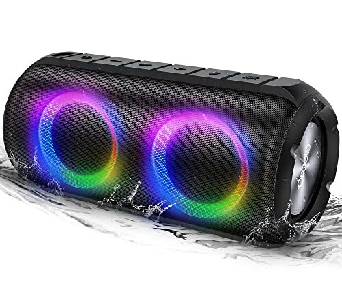 Altoparlante Bluetooth, Casse portatili, Speaker con 24W, luci RGB, 24H Playtime, Bluetooth 5.3, AUX-in, IPX6 impermeabile per campeggio all'aperto