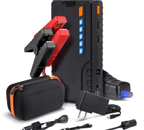 Avviatore Emergenza per Auto, 800A 18000mAh Avviatore Batteria, per Auto (Motori Fino a 7,0L Benzina/ 5,5L Diesell), QC 3.0 Carica Rapida, 12V Avviamento Auto Portatile con Luce LED e Display LCD