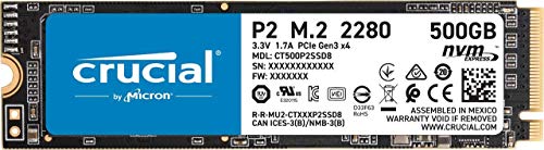 Crucial P2 CT500P2SSD8 SSD Interno, 500GB, fino a 2400MB/s, 3D NAND, NVMe, PCIe, M.2