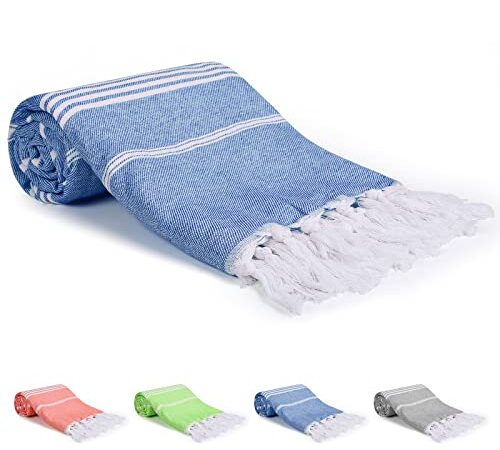 Enloffi Telo Mare 90x180 CM Telo Mare Grande Rapida Asciugatura Senza Sabbia Telo Spiaggia per Donne Uomini Adulti Telo Mare per Hammam Spiaggia Viaggi Campeggio Sport Spa Yoga Picnic Piscina, Blu