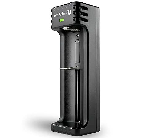 everActive Caricatore per 1 batteria agli ioni di litio come 18650, professionale, veloce, Micro USB, modello LC-100