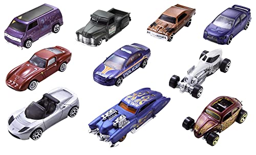 Hot Wheels - Set Macchinine da 10 Veicoli in Scala 1:64, con Decorazioni Mozzafiato, da Collezionare, Single, 54886