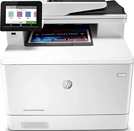 HP Color LaserJet Pro MFP M479fnw W1A78A, Stampante Multifunzione A4, Scansiona Fronte e Retro Automatica a colori, 27 ppm, USB, Fax, ADF, Wi-Fi, Gigabit Ethernet, HP Smart, Display a colori, Bianca