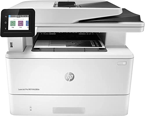 HP LaserJet Po M428fdn W1A29A, Stampante Multifunzione A4, Stampa Fronte e Retro Automatico in b/n, 40 ppm, Copia, Scansiona, Ethernet, USB, Fax, ADF, HP Smart, Schermo Touch, Bianca