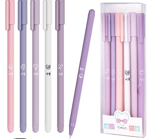 OFFCUP Penna Gel, 6Pcs Penna a Sfera in Gel Inchiostro, Penna Roller, 0.5mm Penne Gel Nera Punta Fine Penna a Inchiostro Liquido, Penne per Cancelleria Kawaii per Scuola Adulti Articoli Ufficio