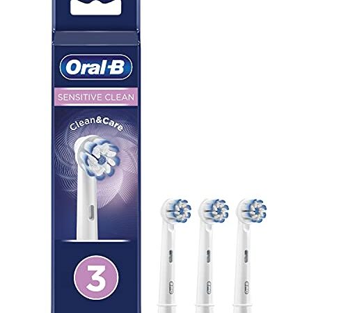 Oral-B Clean&Care Sensitive Clean Testine Spazzolino Elettrico, Setole Normali e Sottile, Rimozione Placca, Delicato sulle Gengive, Confezione da 3 Pezzi