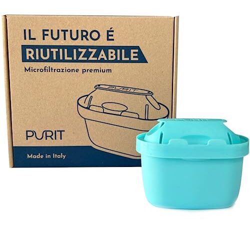 Purit Filtri Brita Maxtra Compatibili con Caraffa Filtrante. Cartuccia Ecologica e Ricaricabile. Microfiltrazione Premium, Made in Italy (Per Acqua Dura)