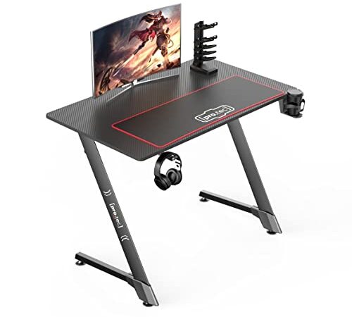 Scrivania da Gaming con Tappetino per Mouse, Gestione Cavi, Supporto per Cuffia, Portabicchiere - Gaming Desk (LxPxA) 100 x 60 x 75 cm