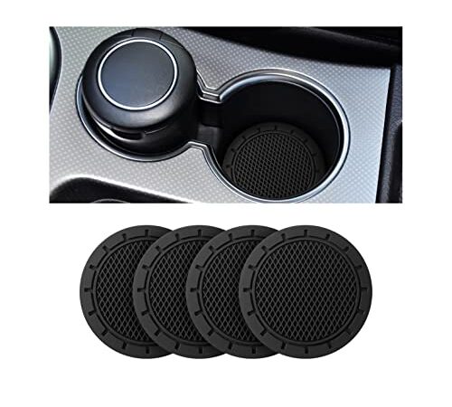 Sottobicchiere per Auto, Sottobicchiere Universale in Silicone per Auto, Antiscivolo E Resistente, Diametro di 7 Cm, Accessorio per Interni Auto per Uomini e Donne (Nero)