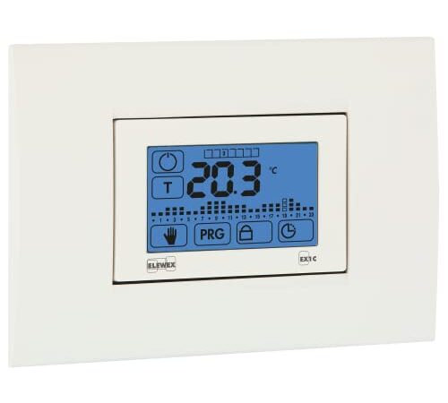 VEMER VE770100 EX.1C - Cronotermostato Elettronico da Incasso, Display Touch Screen, Programmazione Settimanale, Alimentazione a Batterie, Bianco/Grigio Antracite