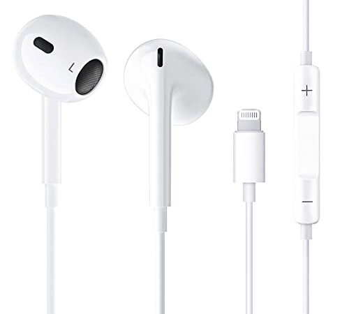 Auricolari iPhone [Certificato Apple MFI] Cuffie Lightning con filo isolamento acustico Supporto Controllo del volume e del microfono compatibile con iPhone 14/13/SE/12/11/XS/XR/8/7 per tutti gli i0S