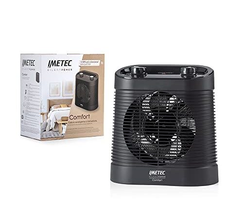 Imetec Silent Power Comfort, termoventilatore silenzioso e compatto, stufetta elettrica, 2100 w, 4 funzioni, termostato ambiente e di sicurezza, funzione antigelo, maniglia