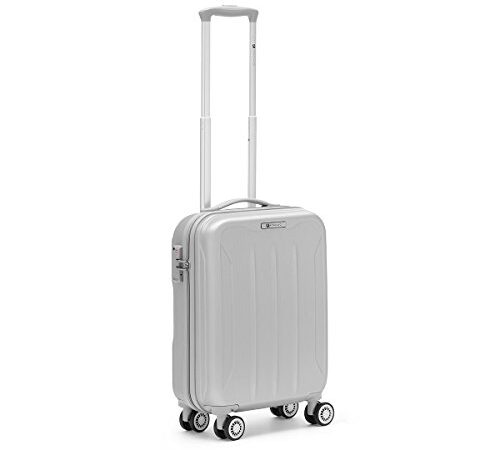 R Roncato Trolley Rigido Medio Valigia Serie Flight in ABS, 55 cm, Colore Argento