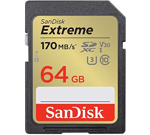 SanDisk Scheda SDXC Extreme da 64 GB + RescuePRO Deluxe, fino a 170 MB/s, UHS-I, Classe 10, U3, V30