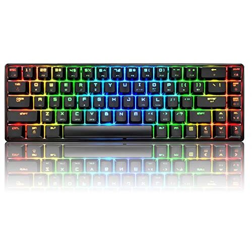 UrChoiceLtd 60% Tastiera da gioco meccanica Tipo C cablata 68 tasti 18 Retroilluminazione RGB Tastiera impermeabile USB Tasti anti-ghosting completi per giocatori e dattilografi (neri)