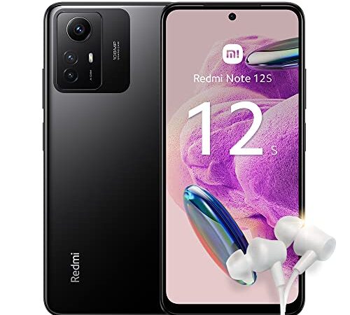 Xiaomi Redmi Note 12S + Earphone [8+256GB]: 4G Android Smartphone, NFC, 6.43" FHD+AMOLED DotDisplay, 108MP AI Triple Camera, 5000mAh Battery + 33W Fast Charging, Onyx Black (IT Version + 3y Warranty)